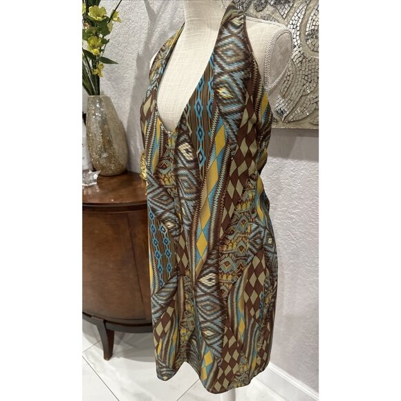 Oh My Bod Halter Dress One Size Multicolor Geometric Pattern - Picture 2 of 6
